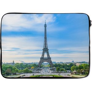 Laptophoes 13 inch - De Eiffeltoren met een erg kleurrijke omgeving - Laptop sleeve - Binnenmaat 32x22,5 cm - Zwarte achterkant
