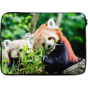 Laptophoes 13 inch 34x24 cm - Rode panda - Macbook & Laptop sleeve Twee rode panda's - Laptop hoes met foto