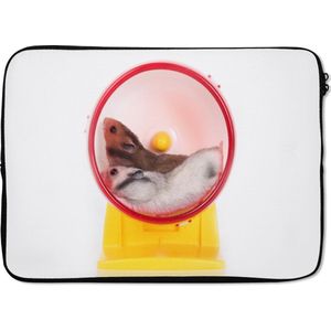 Laptophoes 14 inch 36x26 cm - Hamsters - Macbook & Laptop sleeve Hamsters in een wiel - Laptop hoes met foto