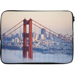Laptophoes 14 inch - Mistig rond de Golden Gate Bridge en San Francisco - Laptop sleeve - Binnenmaat 34x23,5 cm