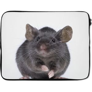 Laptophoes 17 inch 41x32 cm - Muis - Macbook & Laptop sleeve Grijze muis - Laptop hoes met foto