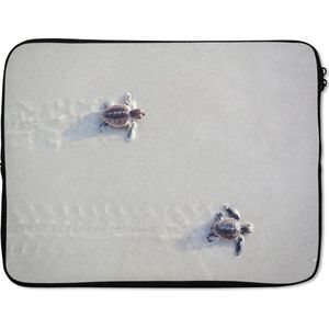 Laptophoes 17 inch 41x32 cm - Schildpad - Macbook & Laptop sleeve Twee kleine schildpadden - Laptop hoes met foto