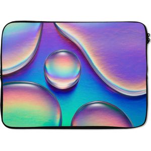 Laptophoes 14 inch 36x26 cm - Abstract - Macbook & Laptop sleeve Kleurrijke waterdruppels - Laptop hoes met foto
