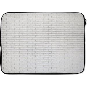 Laptophoes 13 inch 34x24 cm - Muur textuur - Macbook & Laptop sleeve Textuur van een muur met witte bakstenen - Laptop hoes met foto