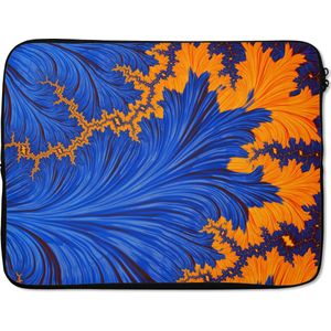 Laptophoes 17 inch 41x32 cm - Psychedelic art - Macbook & Laptop sleeve Psychedelische kunst met blauw en oranje - Laptop hoes met foto