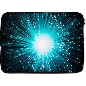 Laptophoes 14 inch 36x26 cm - Gloed - Macbook & Laptop sleeve Blauwe gloed rond glasvezel - Laptop hoes met foto