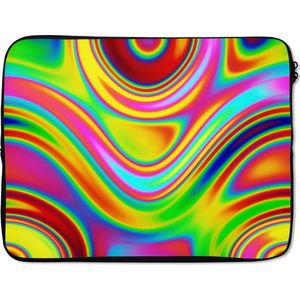 Laptophoes 17 inch 41x32 cm - Psychedelic art - Macbook & Laptop sleeve Psychedelische kunst met holografisch effect - Laptop hoes met foto