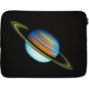 Laptophoes 15 inch 38x29 cm - Saturnus - Macbook & Laptop sleeve Saturnus met blauwe tinten - Laptop hoes met foto