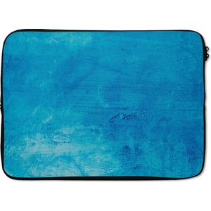 Laptophoes 14 inch 36x26 cm - Muur textuur - Macbook & Laptop sleeve Textuur van een abstracte blauwe muur - Laptop hoes met foto