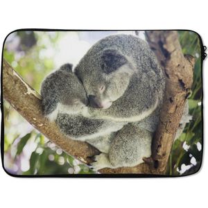 Laptophoes 13 inch - Koala's - Knuffel - Dieren - Kinderen - Jongens - Meisjes - Laptop sleeve - Binnenmaat 32x22,5 cm - Zwarte achterkant