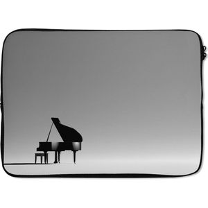 Laptophoes 13 inch 34x24 cm - Piano - Macbook & Laptop sleeve Een piano in een grijze ruimte - Laptop hoes met foto