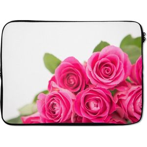 Laptophoes 14 inch 36x26 cm - Roos - Macbook & Laptop sleeve Close-up van boeket met roze rozen - Laptop hoes met foto