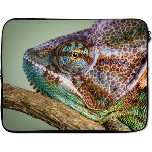 Laptophoes 17 inch - Kameleon - Camouflage - Takken - Laptop sleeve - Binnenmaat 42,5x30 cm - Zwarte achterkant