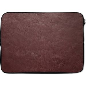 Laptophoes 14 inch - Bruine Lederen print - Laptop sleeve - Binnenmaat 34x23,5 cm - Zwarte achterkant