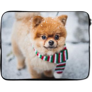 Laptophoes 15 inch 38x29 cm - Vrije Dieren - Macbook & Laptop sleeve Hond met sjaal - Laptop hoes met foto