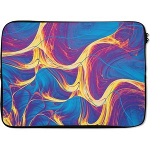 Laptophoes 13 inch 34x24 cm - Psychedelic art - Macbook & Laptop sleeve Psychedelische kunst met roze, blauw en gele kleuren - Laptop hoes met foto