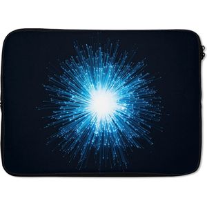 Laptophoes 13 inch - Blauwe gloed van glasvezel in een donkere kamer - Laptop sleeve - Binnenmaat 32x22,5 cm - Zwarte achterkant