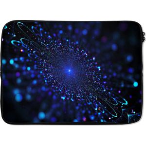 Laptophoes 14 inch - Blauwe gloed van een bloem - Laptop sleeve - Binnenmaat 34x23,5 cm - Zwarte achterkant