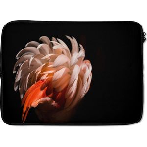 Laptophoes 14 inch - Flamingo - Veren - Licht - Macro - Laptop sleeve - Binnenmaat 34x23,5 cm - Zwarte achterkant