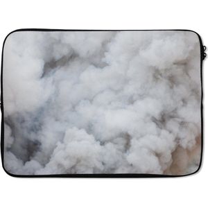 Laptophoes 14 inch 36x26 cm - Mist - Macbook & Laptop sleeve Kleine wolkjes mist - Laptop hoes met foto