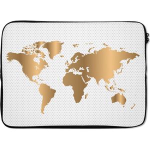 Laptophoes 13 inch 34x24 cm - Eigen Wereldkaarten - Macbook & Laptop sleeve Wereldkaart Goud Stippen - Laptop hoes met foto
