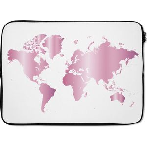 Laptophoes 13 inch 34x24 cm - Eigen Wereldkaarten - Macbook & Laptop sleeve Wereldkaart Rose Goud - Laptop hoes met foto