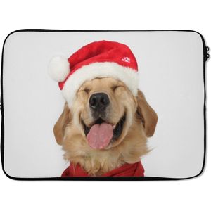 Laptophoes 14 inch 36x26 cm - Grappige dieren - Macbook & Laptop sleeve Grappig glimlachende hond - Laptop hoes met foto