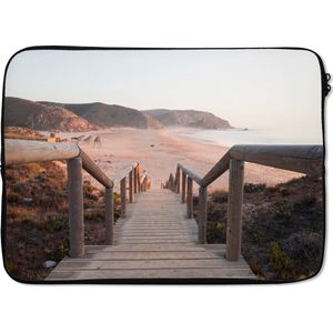 Laptophoes 14 inch 36x26 cm - Portugal - Macbook & Laptop sleeve Trap naar het strand - Laptop hoes met foto