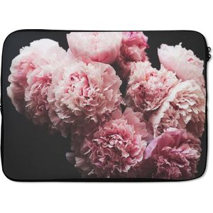 Laptophoes 14 inch 36x26 cm - Pioen - Macbook & Laptop sleeve Boeket roze pioenrozen - Laptop hoes met foto