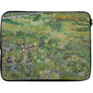 Laptophoes 17 inch 41x32 cm - Vincent van Gogh 2 - Macbook & Laptop sleeve Grasveld met bloemen en vlinders - Schilderij van Vincent van Gogh - Laptop hoes met foto