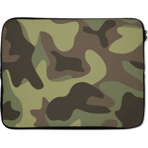 Laptophoes 17 inch - Illustratie van een camouflage patroon - Laptop sleeve - Binnenmaat 42,5x30 cm - Zwarte achterkant