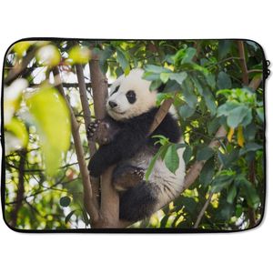 Laptophoes 13 inch - Panda - Dier - Boom - Laptop sleeve - Binnenmaat 32x22,5 cm - Zwarte achterkant