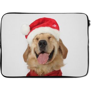Laptophoes 13 inch 34x24 cm - Grappige dieren - Macbook & Laptop sleeve Grappig glimlachende hond - Laptop hoes met foto