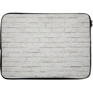 Laptophoes 13 inch 34x24 cm - Stenen muur - Macbook & Laptop sleeve White brick wall texture background - Laptop hoes met foto