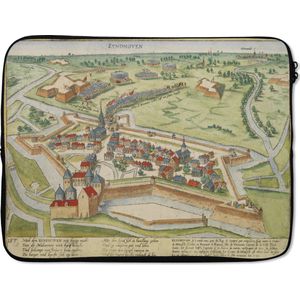 Laptophoes 15.6 inch - Stadskaart - Eindhoven - Antiek - Laptop sleeve - Binnenmaat 39,5x29,5 cm - Zwarte achterkant