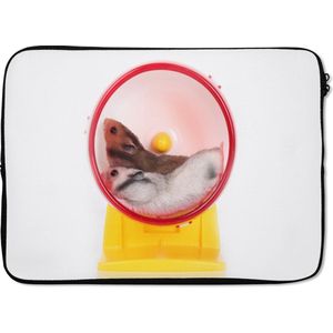 Laptophoes 13 inch 34x24 cm - Hamsters - Macbook & Laptop sleeve Hamsters in een wiel - Laptop hoes met foto