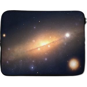 Laptophoes 14 inch 36x26 cm - Melkweg illustratie - Macbook & Laptop sleeve Een oranje illustratie van de Melkweg - Laptop hoes met foto
