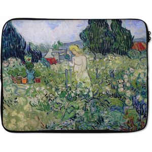 Laptophoes 17 inch 41x32 cm - Vincent van Gogh 2 - Macbook & Laptop sleeve Marguerite Gachet in de tuin - Schilderij van Vincent van Gogh - Laptop hoes met foto