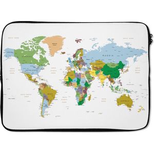 Laptophoes 13 inch 34x24 cm - Trendy wereldkaarten - Macbook & Laptop sleeve Abstracte wereldkaart met aarde-tinten - Laptop hoes met foto