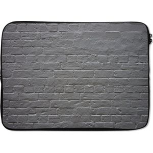 Laptophoes 13 inch 34x24 cm - Stenen muur - Macbook & Laptop sleeve Brick wall painted white - Laptop hoes met foto