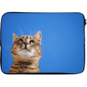 Laptophoes 14 inch 36x26 cm - Katten - Macbook & Laptop sleeve Kat met blauwe lucht - Laptop hoes met foto