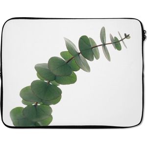 Laptophoes 17 inch - Groene eucalyptus bladeren - Laptop sleeve - Binnenmaat 42,5x30 cm - Zwarte achterkant