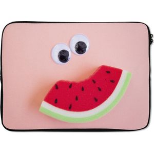Laptophoes 14 inch 36x26 cm - Vrolijk eten - Macbook & Laptop sleeve Watermelon Smile - Laptop hoes met foto