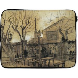 Laptophoes 17 inch 41x32 cm - Vincent van Gogh 2 - Macbook & Laptop sleeve Tuinrestaurant la Guinguette in Montmartre - Schilderij van Vincent van Gogh - Laptop hoes met foto