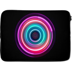 Laptophoes 14 inch - Kleurrijk draaiend spoor - Laptop sleeve - Binnenmaat 34x23,5 cm - Zwarte achterkant