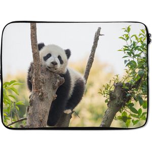 Laptophoes 13 inch - Panda - Boom - Licht - Laptop sleeve - Binnenmaat 32x22,5 cm - Zwarte achterkant