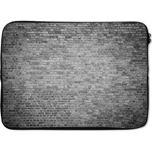 Laptophoes 13 inch 34x24 cm - Stenen muur - Macbook & Laptop sleeve Big full frame background of detailed old brick wall in black and white with vignette. Copy space. - Laptop hoes met foto