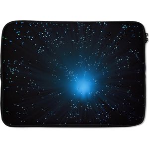 Laptophoes 13 inch - Blauwe gloed voor een zwarte achtergrond - Laptop sleeve - Binnenmaat 32x22,5 cm - Zwarte achterkant