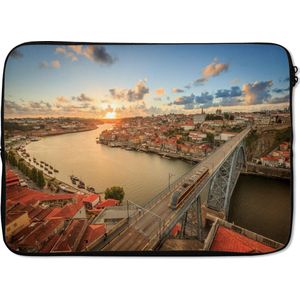 Laptophoes 14 inch 36x26 cm - Portugal - Macbook & Laptop sleeve Zonsondergang in Porto - Laptop hoes met foto