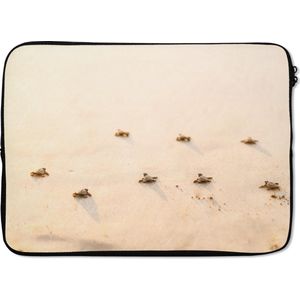 Laptophoes 14 inch 36x26 cm - Schildpad - Macbook & Laptop sleeve Baby schildpadden fotoprint - Laptop hoes met foto